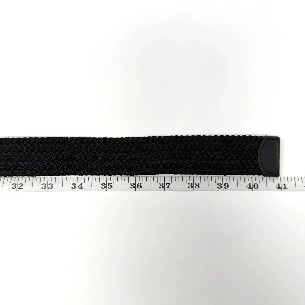 Original Penguin HN86103 Braided Stretch Belt Leather Trim Black Size M 34-36